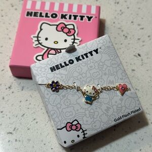 NWT Gold Plated Bracelet with Charm Pendants, 6.5 + 1" by Hello Kitty NEW